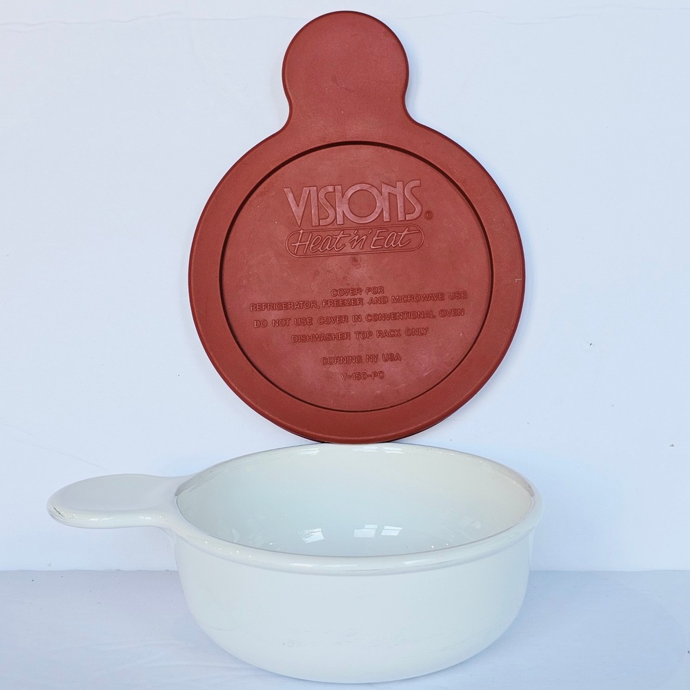 Vintage Corning Ware P-150-B Grab-It Bowl 550mL White Visions Lid Retro Kitchen